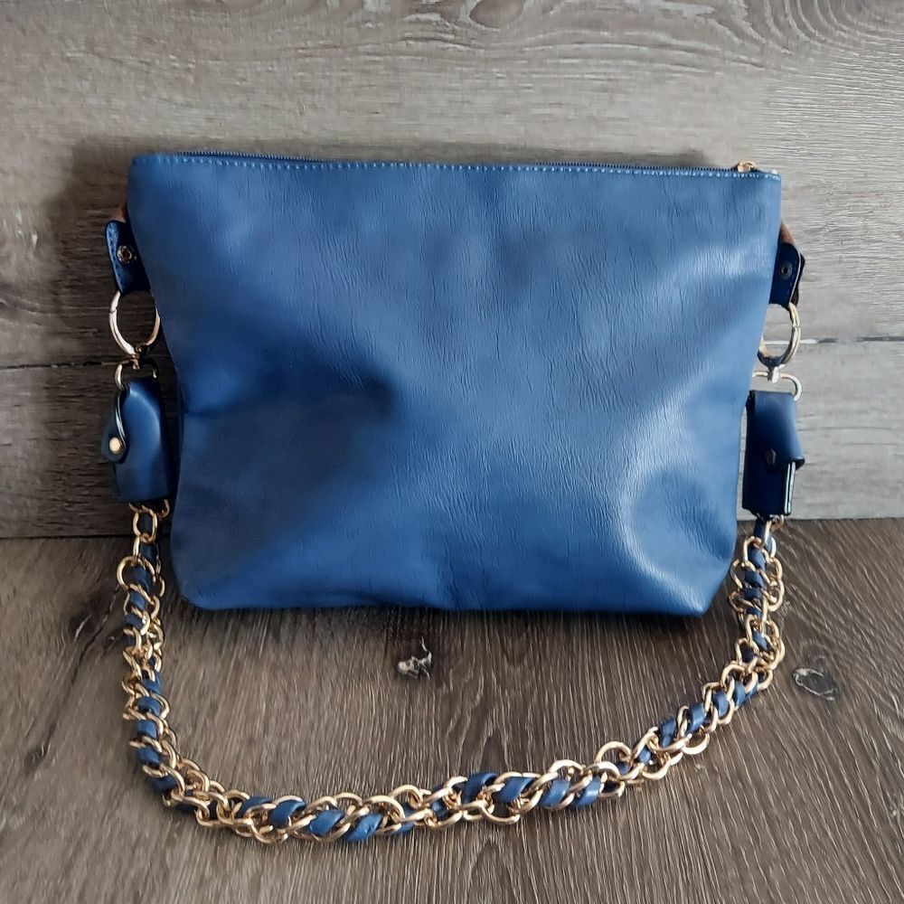 Chasse Wells Navy Blue Vegan Leather Shoulder Bag